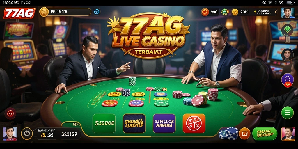 Tampilan gameplay Live Casino yang mendebarkan di 77AG.