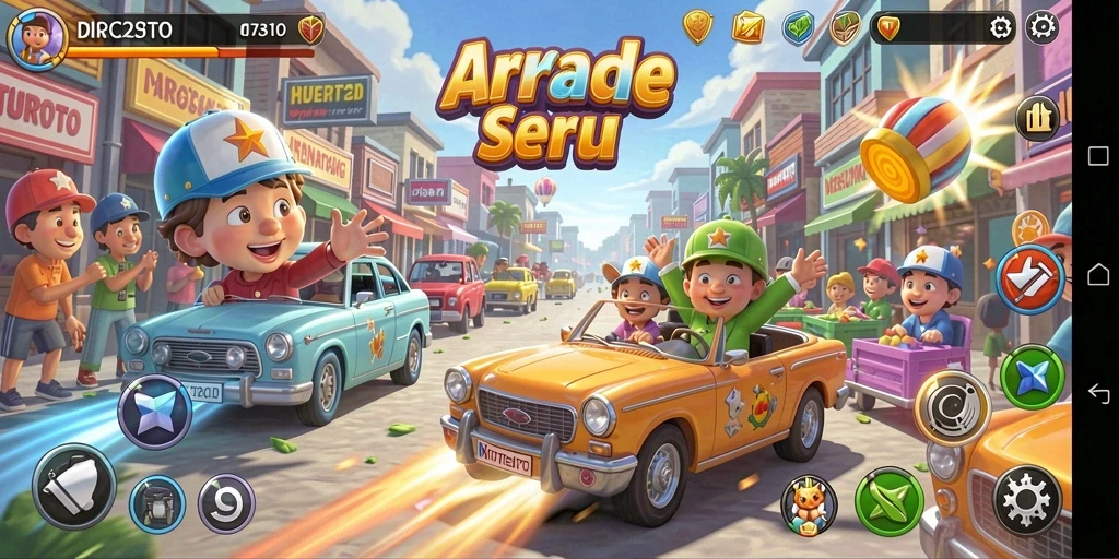 Tangkapan layar gameplay DIREKTURTOTO menampilkan aksi seru di dalam permainan Arcade.