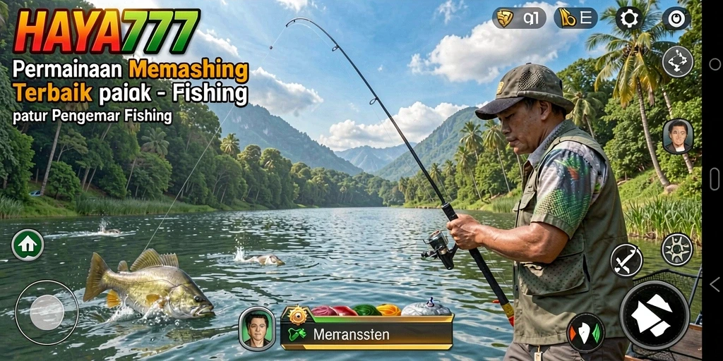 Screenshot HAYA777 menampilkan gameplay memancing yang mendebarkan dan realistis.