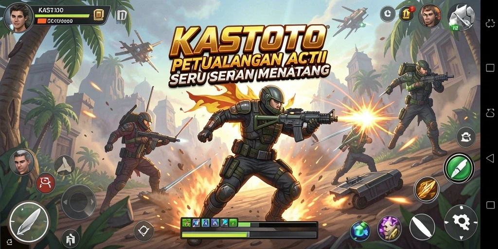 Screenshot KASTOTO yang menunjukkan aksi karakter dalam pertempuran.