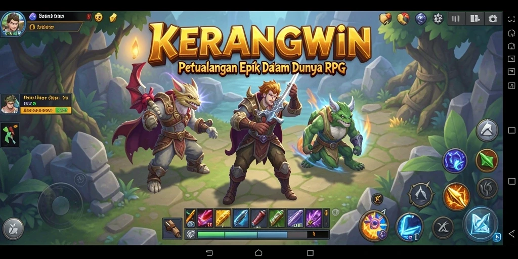 Tangkapan layar KERANGWIN menampilkan aksi mendebarkan dalam dunia RPG.