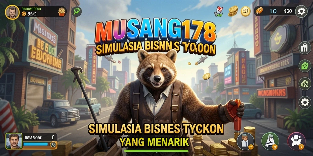 Tampilan gameplay yang menampilkan manajemen bisnis di MUSANG178.